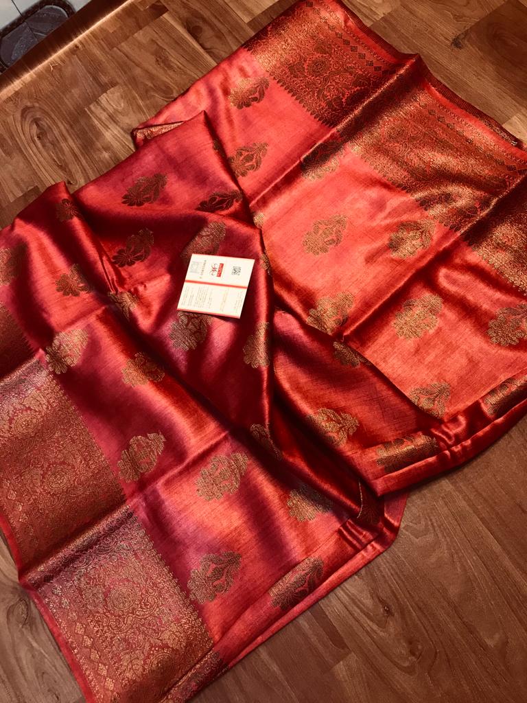 Pure Tussar Munga Banarasi Silk Saree TMS07