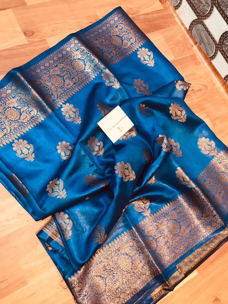 Pure Tussar Munga Banarasi Silk Saree TMS08