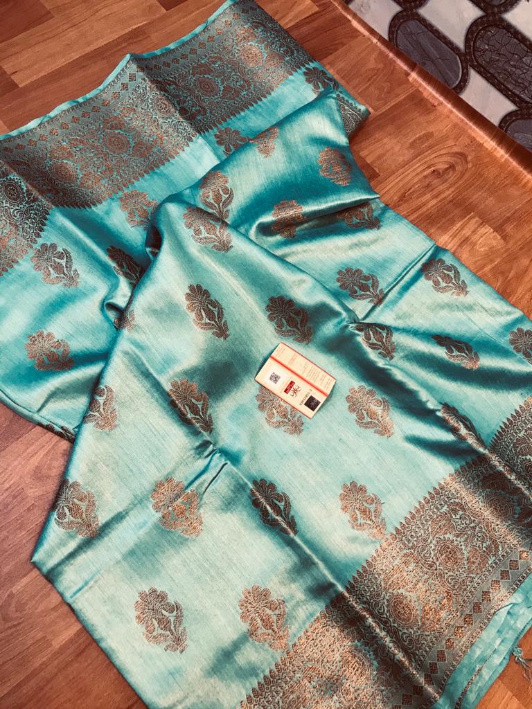 Pure Tussar Munga Banarasi Silk Saree TMS06