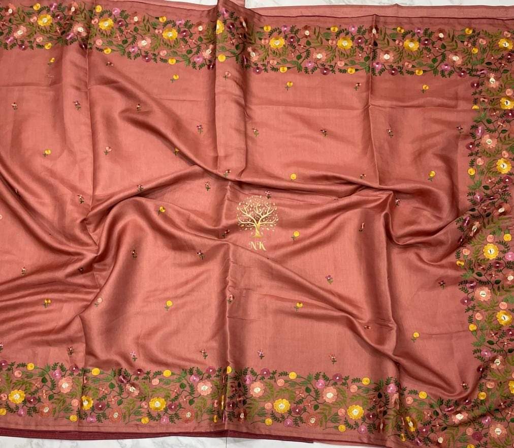 Katan Silk Saree With Beautiful Embroidery Work Saree KSB46