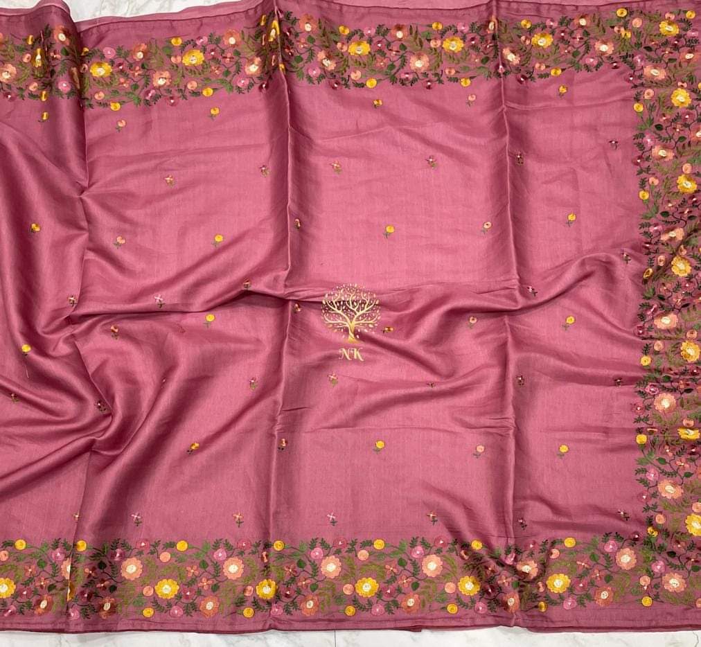 Katan Silk Saree With Beautiful Embroidery Work Saree KSB47
