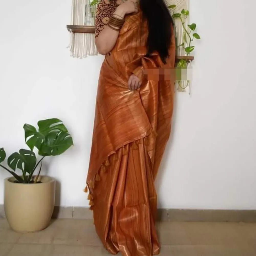 Pure Tussar Ghicha Golden Borde Silk Saree TGS23