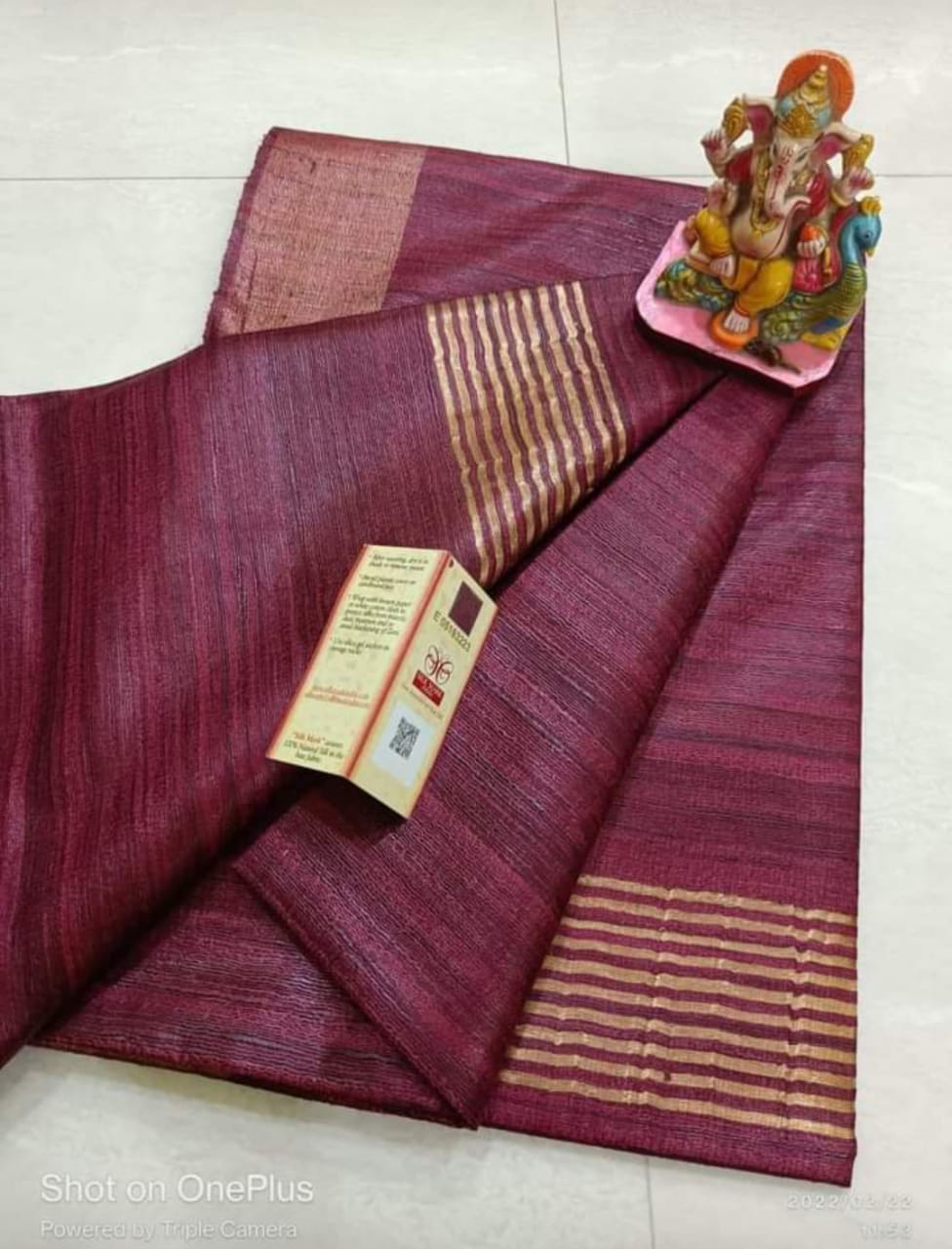 Pure Tussar Ghicha With Golden Border Silk Saree TGS26
