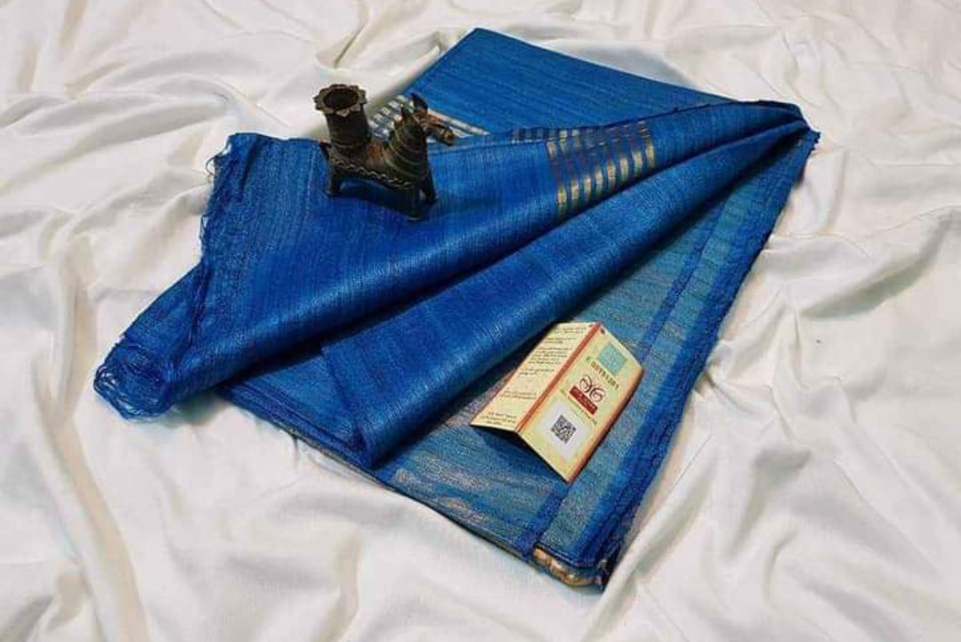 Pure Tussar Ghicha With Golden Border Silk Saree TGS36