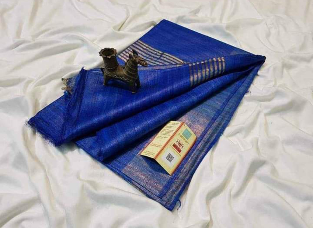 Pure Tussar Ghicha Golden Borde Silk Saree TGS37