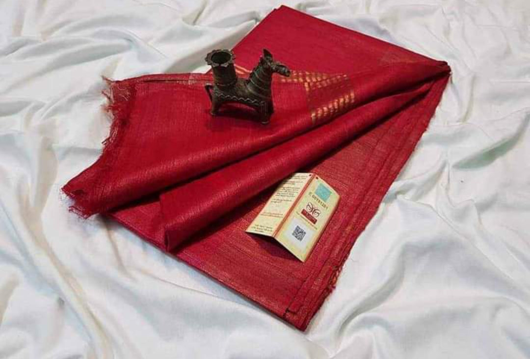 Pure Tussar Ghicha With Golden Border Silk Saree TGS38
