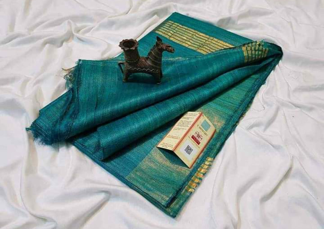 Pure Tussar Ghicha Golden Borde Silk Saree TGS39