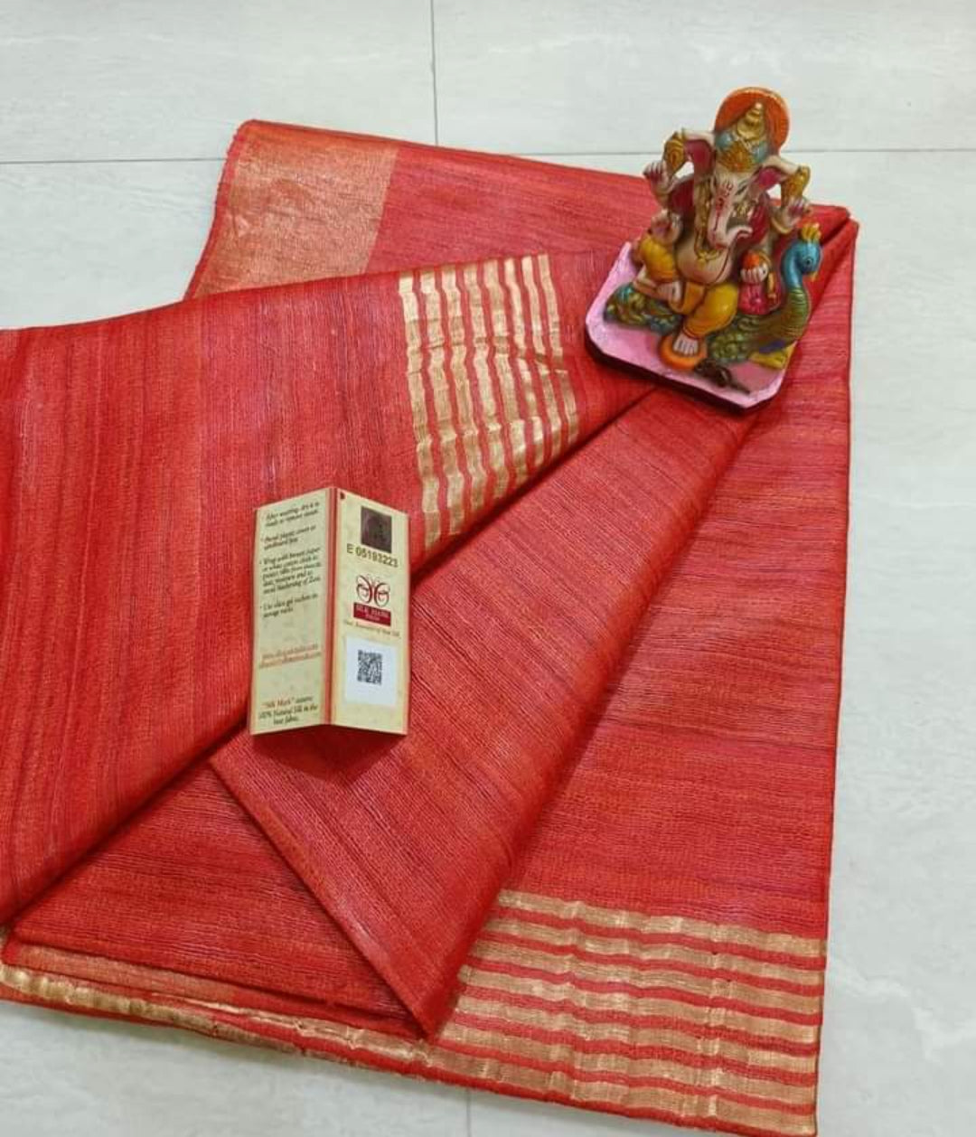 Pure Tussar Ghicha With Golden Border Silk Saree TGS42
