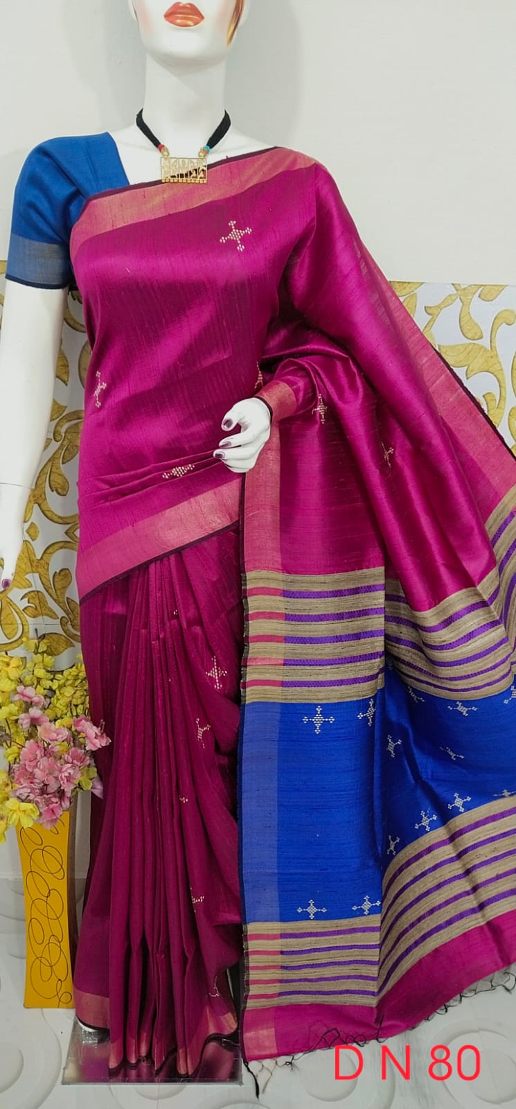 Pure Handloom Tussar Dupion Silk Saree DTS03
