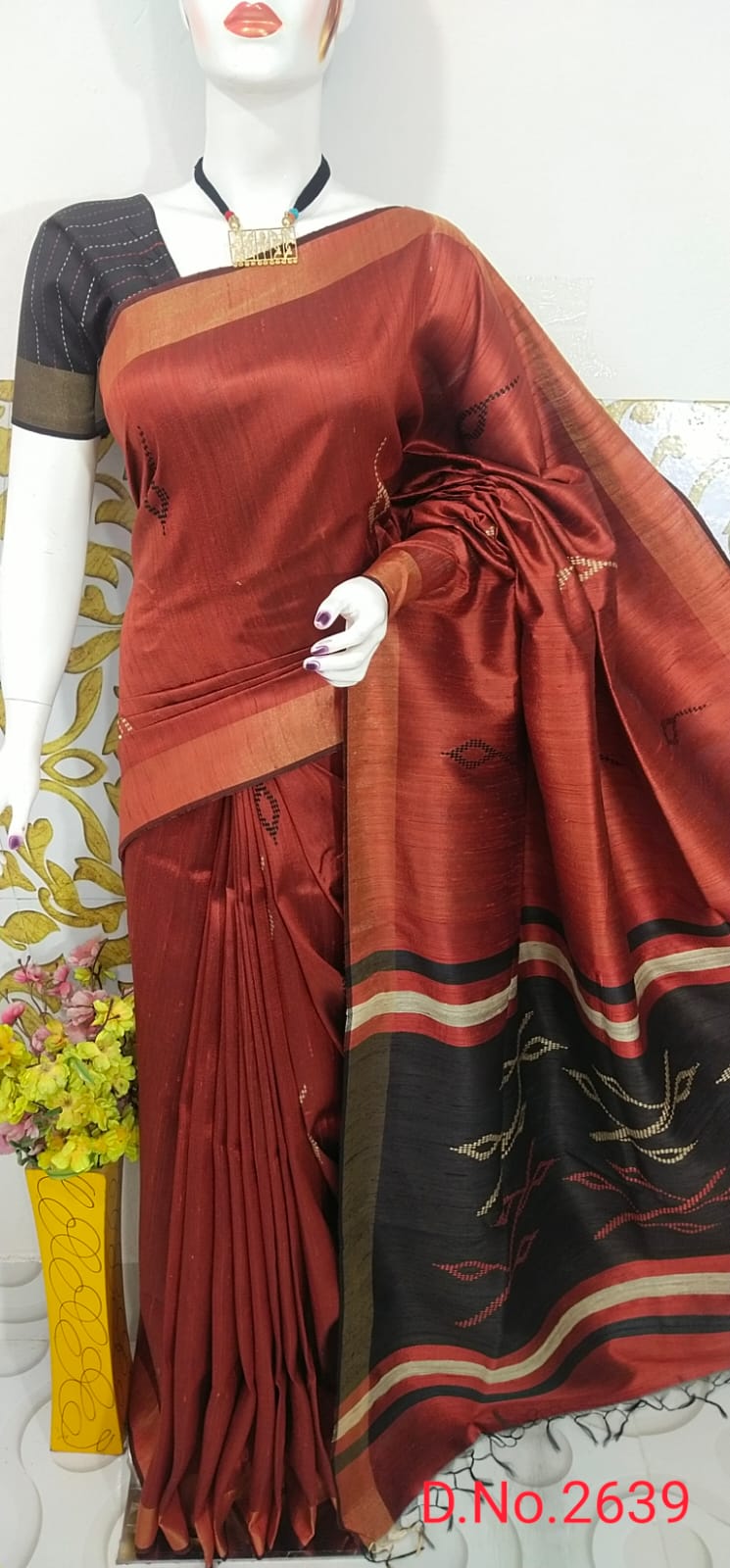 Pure Handloom Tussar Dupion Silk Saree DTS06