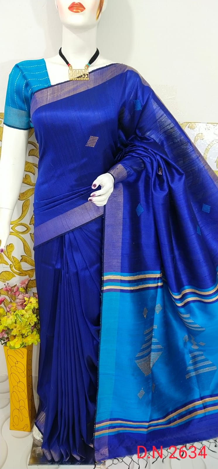 Pure Handloom Tussar Dupion Silk Saree DTS07
