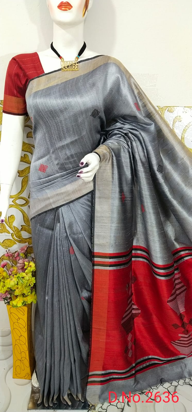 Pure Handloom Tussar Dupion Silk Saree DTS08