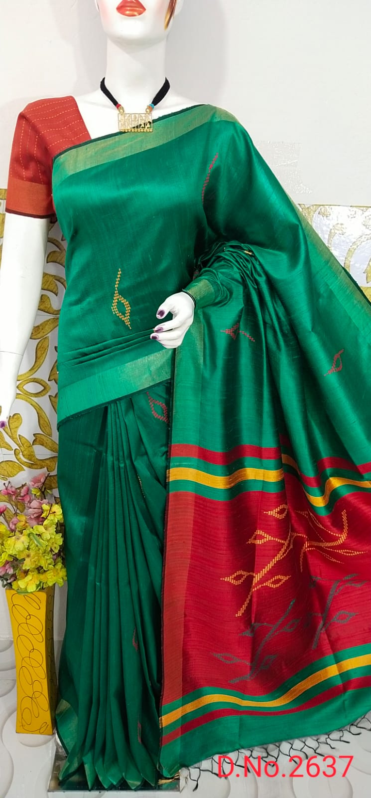 Pure Handloom Tussar Dupion Silk Saree DTS09