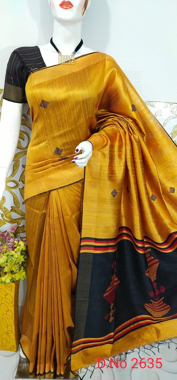 Pure Handloom Tussar Dupion Silk Saree DTS10