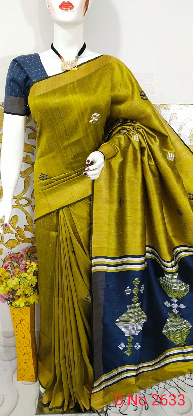 Pure Handloom Tussar Dupion Silk Saree DTS11