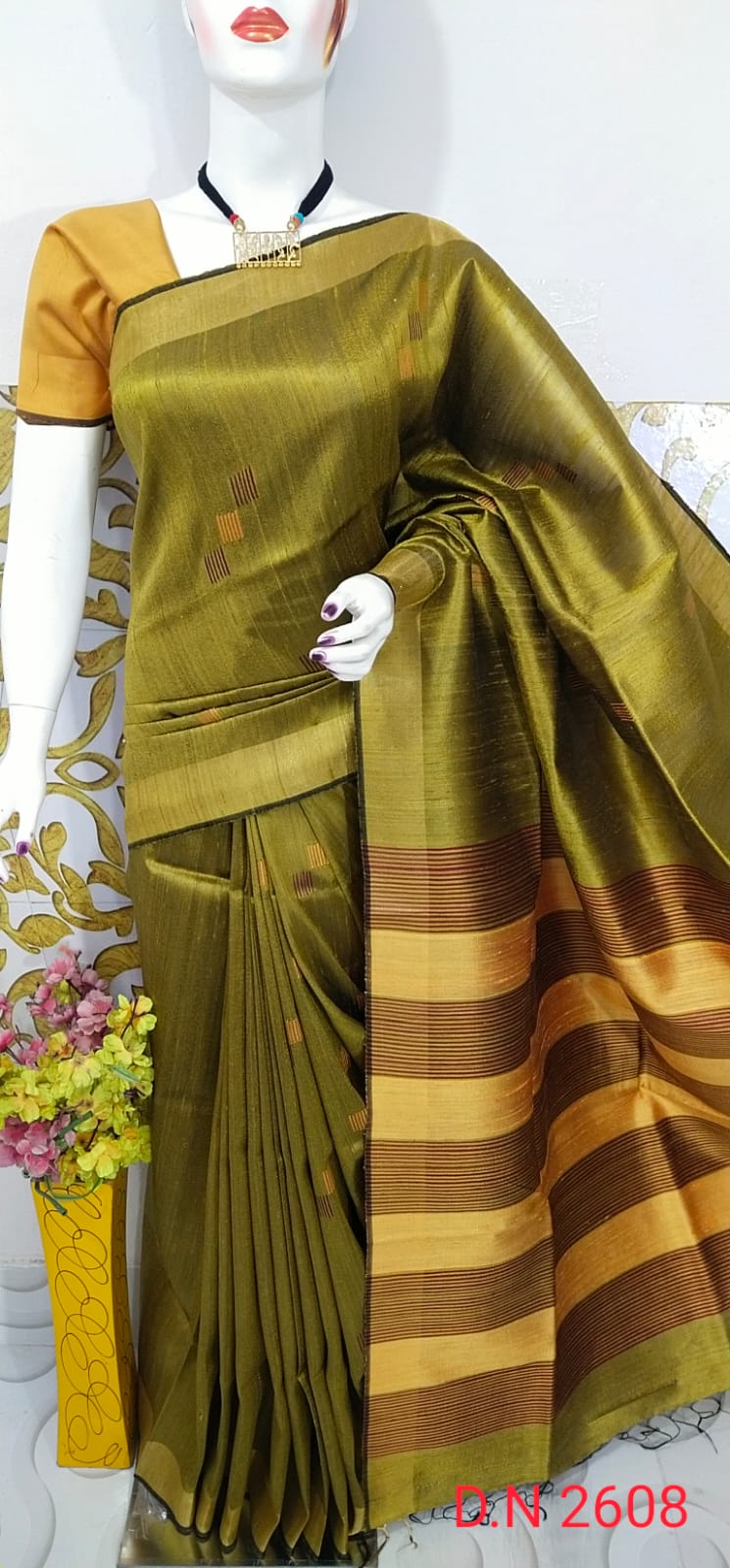 Pure Handloom Tussar Dupion Silk Saree DTS12