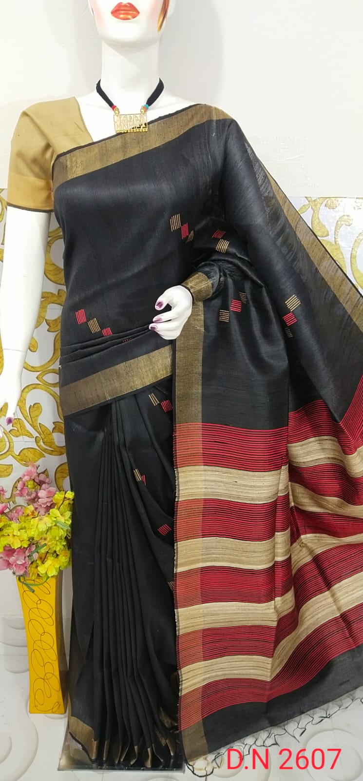 Pure Handloom Tussar Dupion Silk Saree DTS13