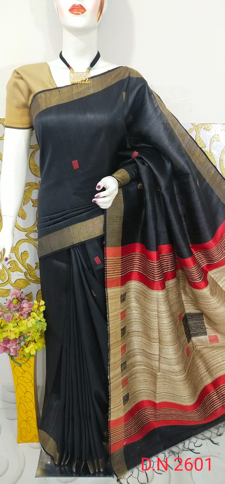 Pure Handloom Tussar Dupion Silk Saree DTS20