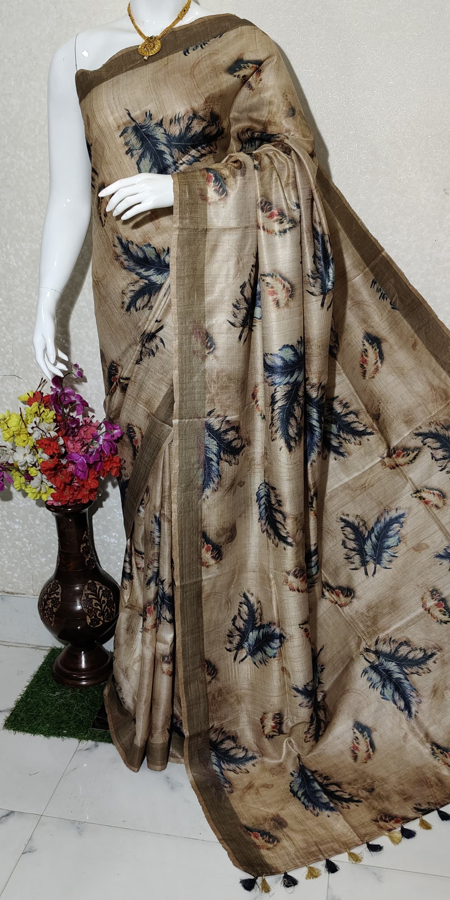 Digital Printed Pure Desi Tussar Silk Saree PDT01