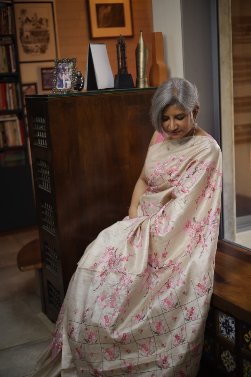 Pure Tussar Silk Saree With Beautiful Embroidery Work Saree TSE79