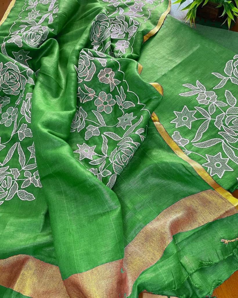 Heavy Embroidered Linen Salwar Suit Unstitched Dress Material DM04