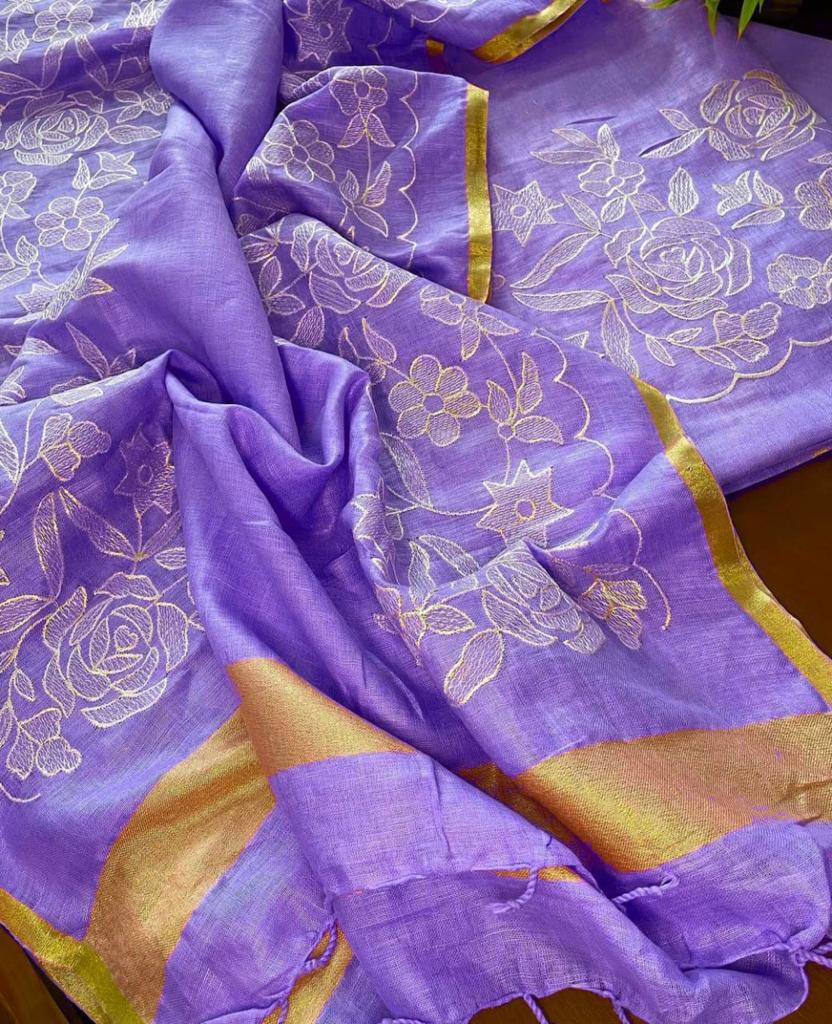 Heavy Embroidered Linen Salwar Suit Unstitched Dress Material DM09