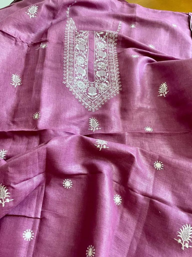Heavy Embroidered Linen Salwar Suit Unstitched Dress Material DM24