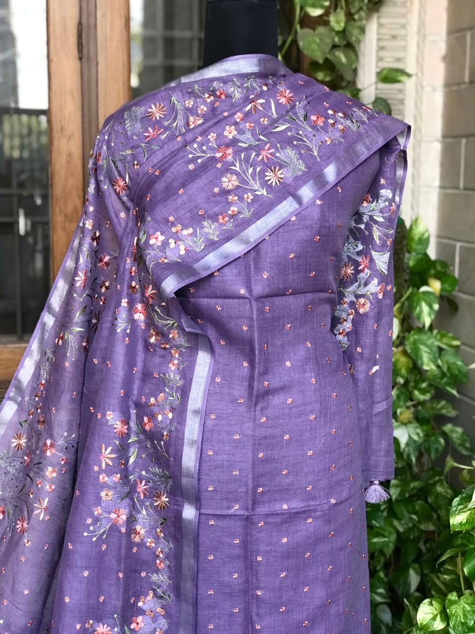 Heavy Embroidered Linen Salwar Suit Unstitched Dress Material DM58