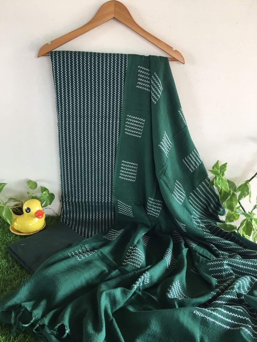 Heavy Embroidered Linen Salwar Suit Unstitched Dress Material DM54