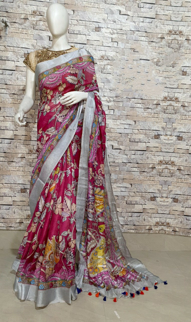 Digital Printed Linen Saree DPL26