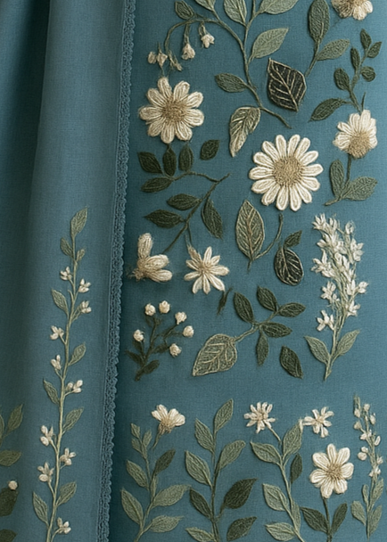 Heavy Embroidered Pure Linen (3 piece) Set Unstitched Dress Material DM84