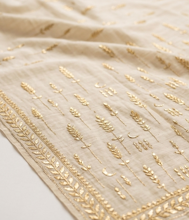 Pure Tussar Silk Saree with Intricate Golden Gota Patti Artistry