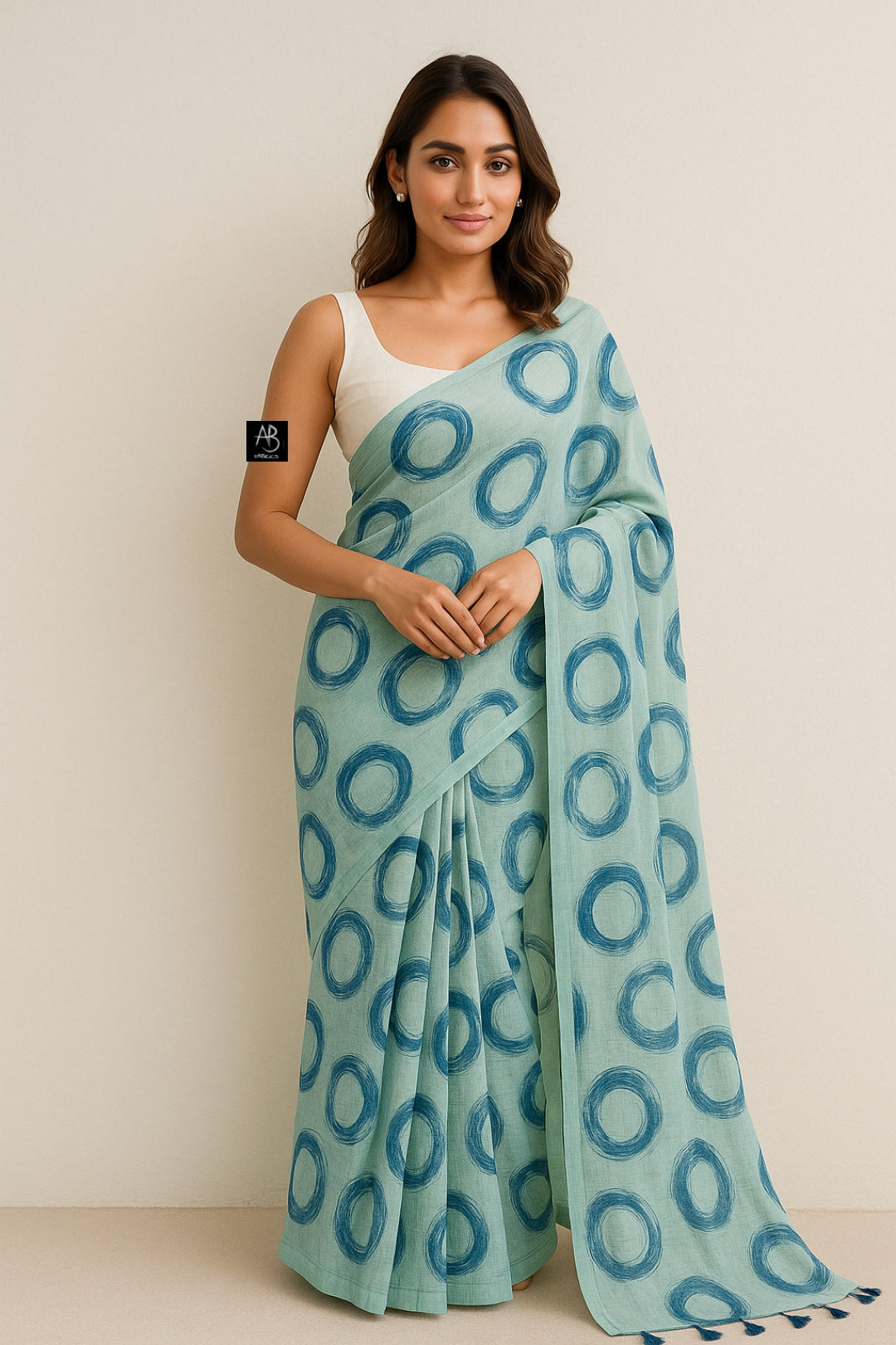 Soft Lightweight Cotton Saree With Beautiful Hand Printed Work Saree CSS16