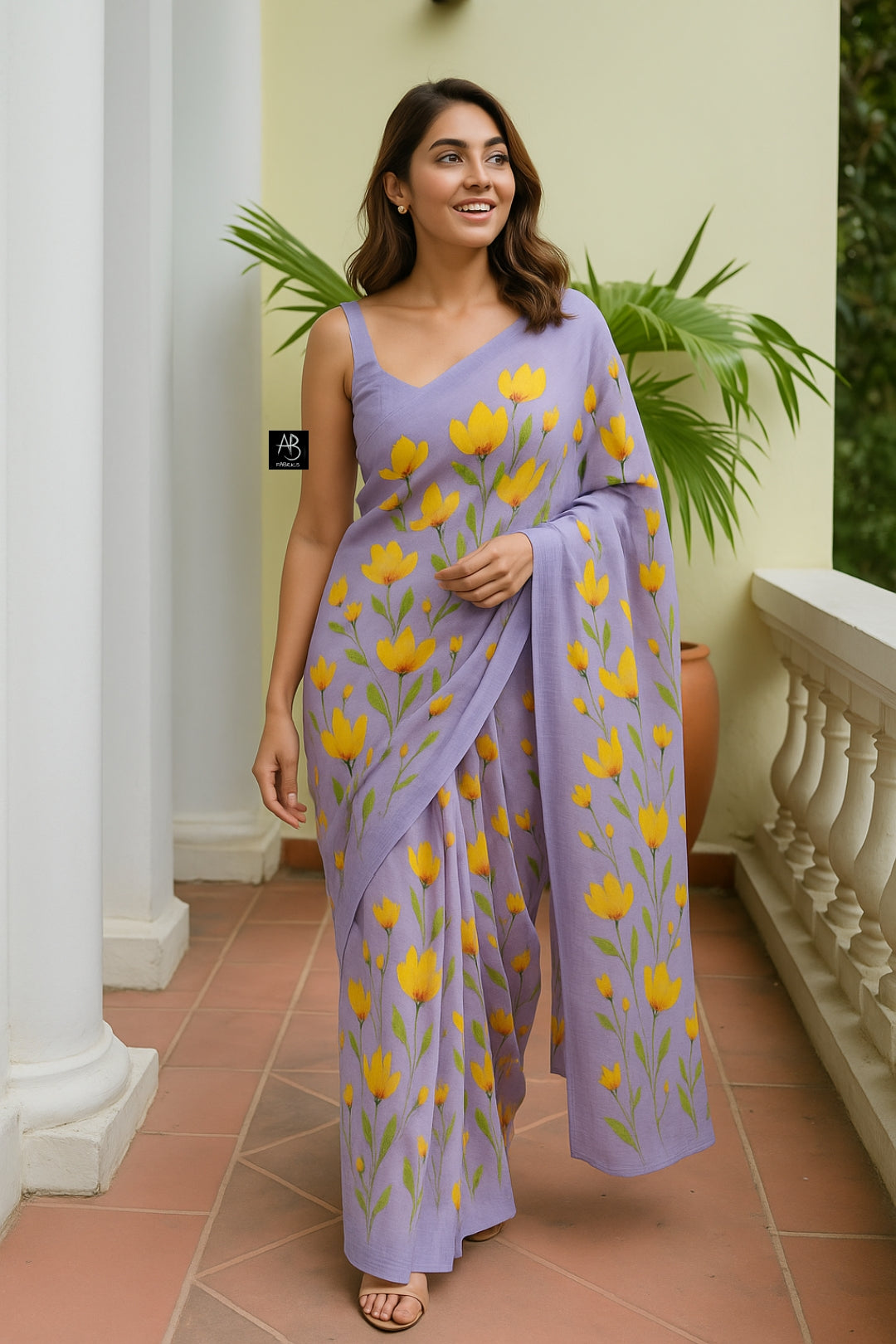 Soft Lightweight Cotton Saree With Beautiful Hand Printed Work Saree CSS06