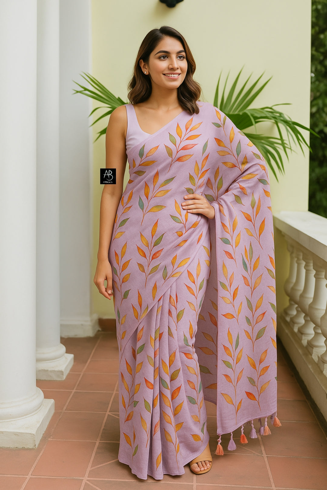 Soft Lightweight Cotton Saree With Beautiful Hand Printed Work Saree CSS04