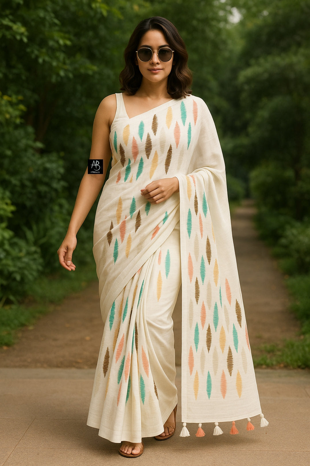 Soft Lightweight Cotton Saree With Beautiful Hand Printed Work Saree CSS26