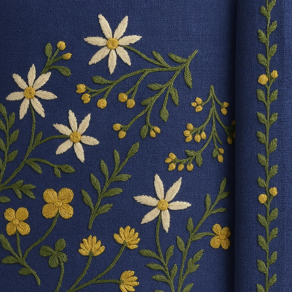 Heavy Embroidered Pure Linen (3 piece) Set Unstitched Dress Material DM67