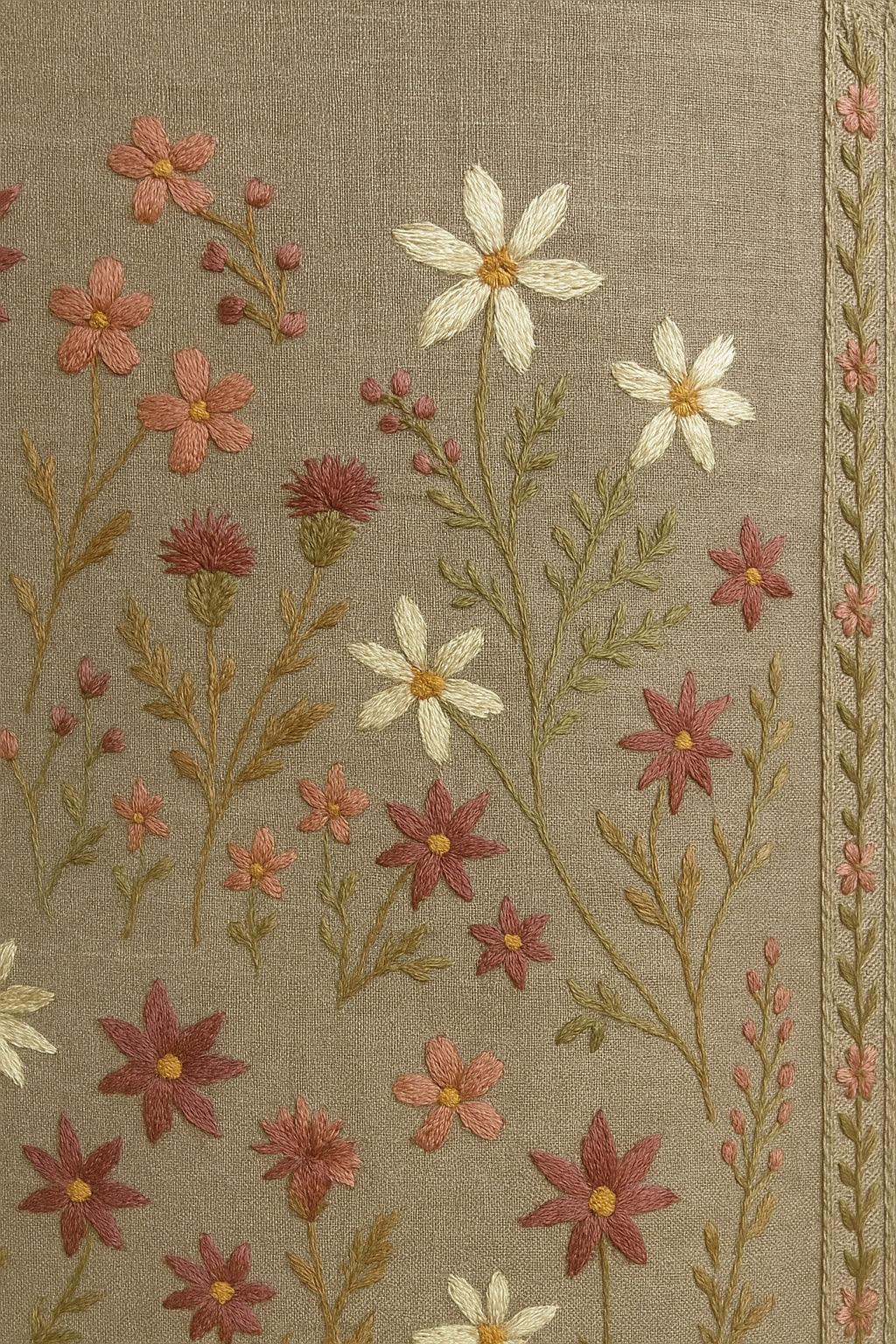 Heavy Embroidered Pure Linen (3 piece) Set Unstitched Dress Material DM70