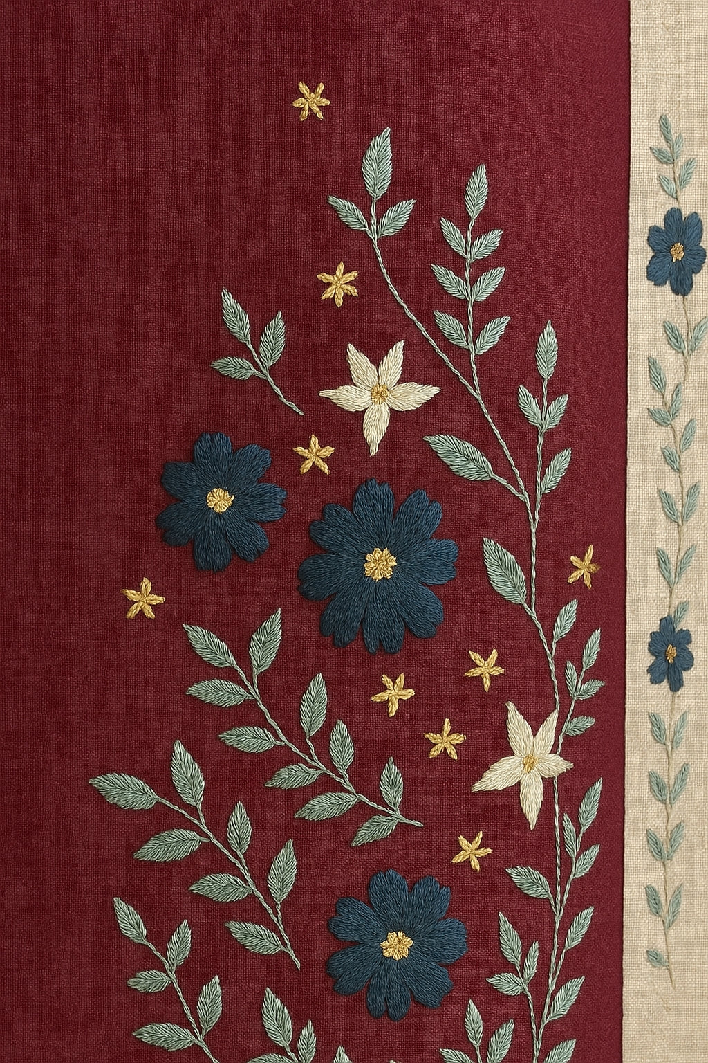 Heavy Embroidered Pure Linen (3 piece) Set Unstitched Dress Material DM74