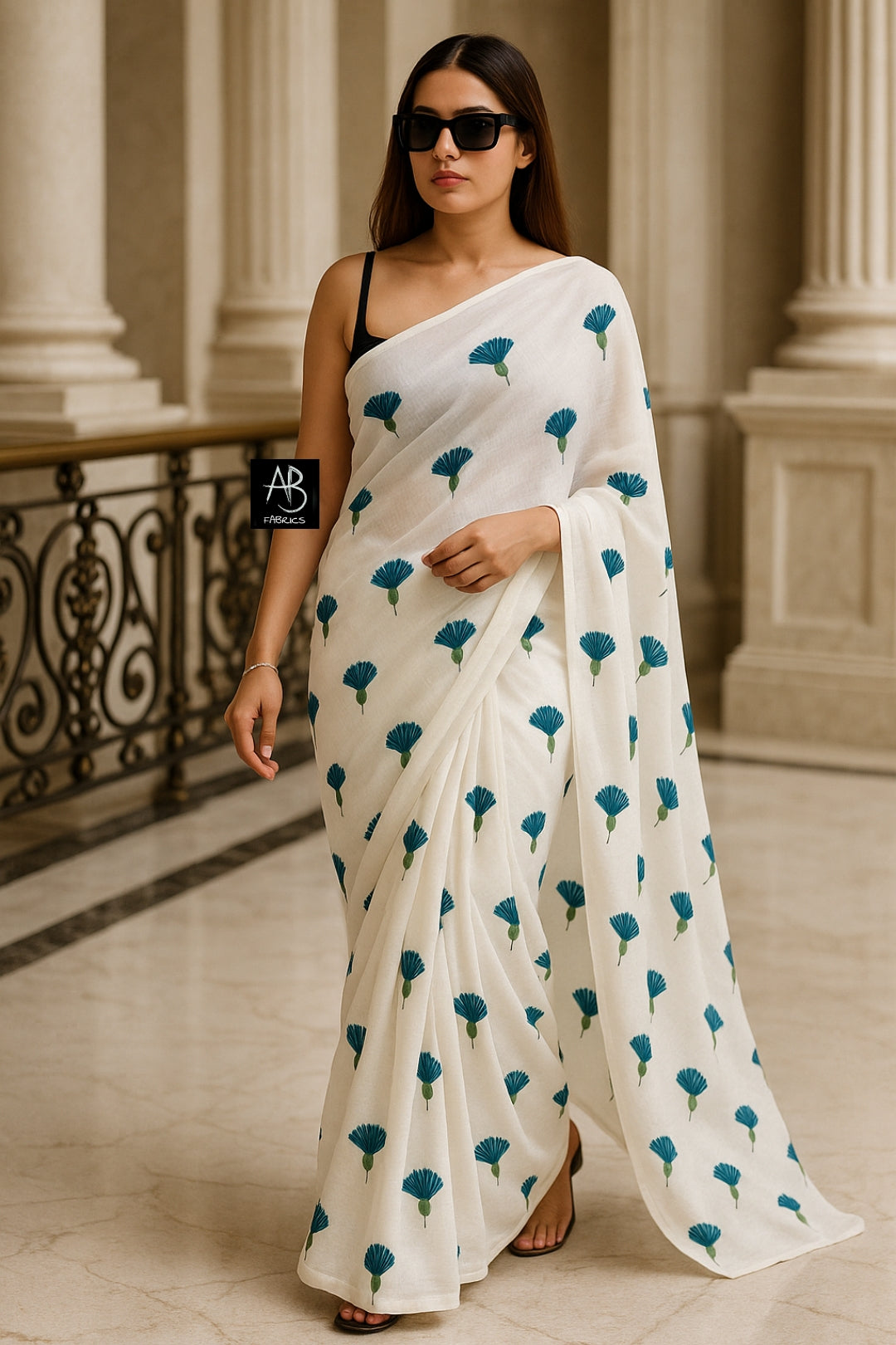 Soft Lightweight Cotton Saree With Beautiful Hand Embroidery Work Saree CSS33