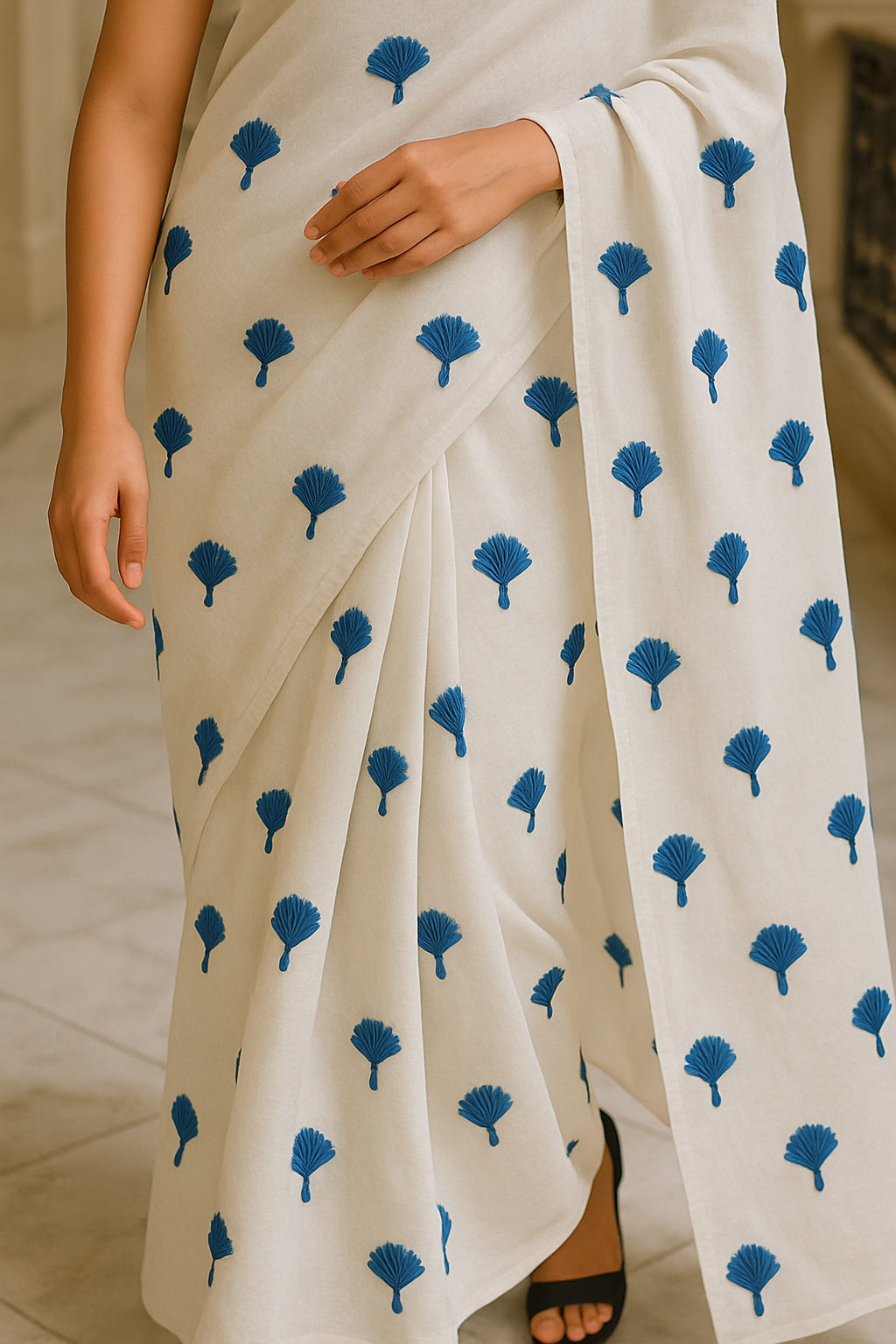 Soft Lightweight Cotton Saree With Beautiful Hand Embroidery Work Saree CSS32