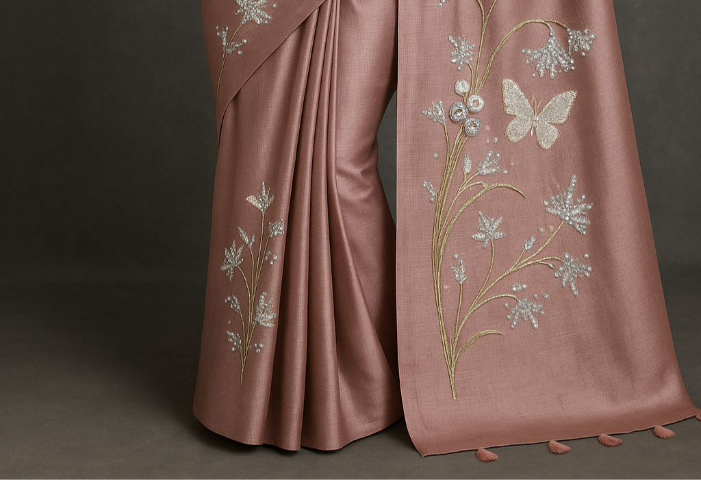 Pure Tussar Silk Saree With Beautiful Handwork Saree HPH07