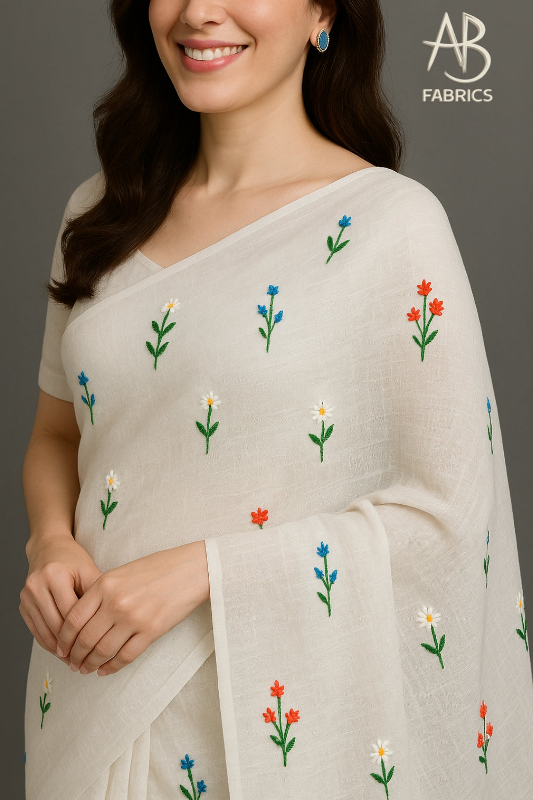Soft Lightweight Cotton Saree With Beautiful Hand Embroidery Work Saree CSS43
