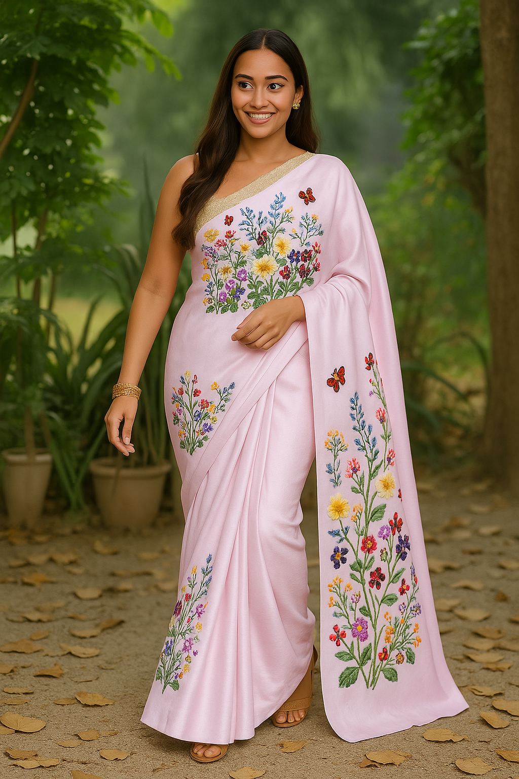 Handloom Katan Silk Saree With Beautiful Hand Embroidery Work Saree HKS04