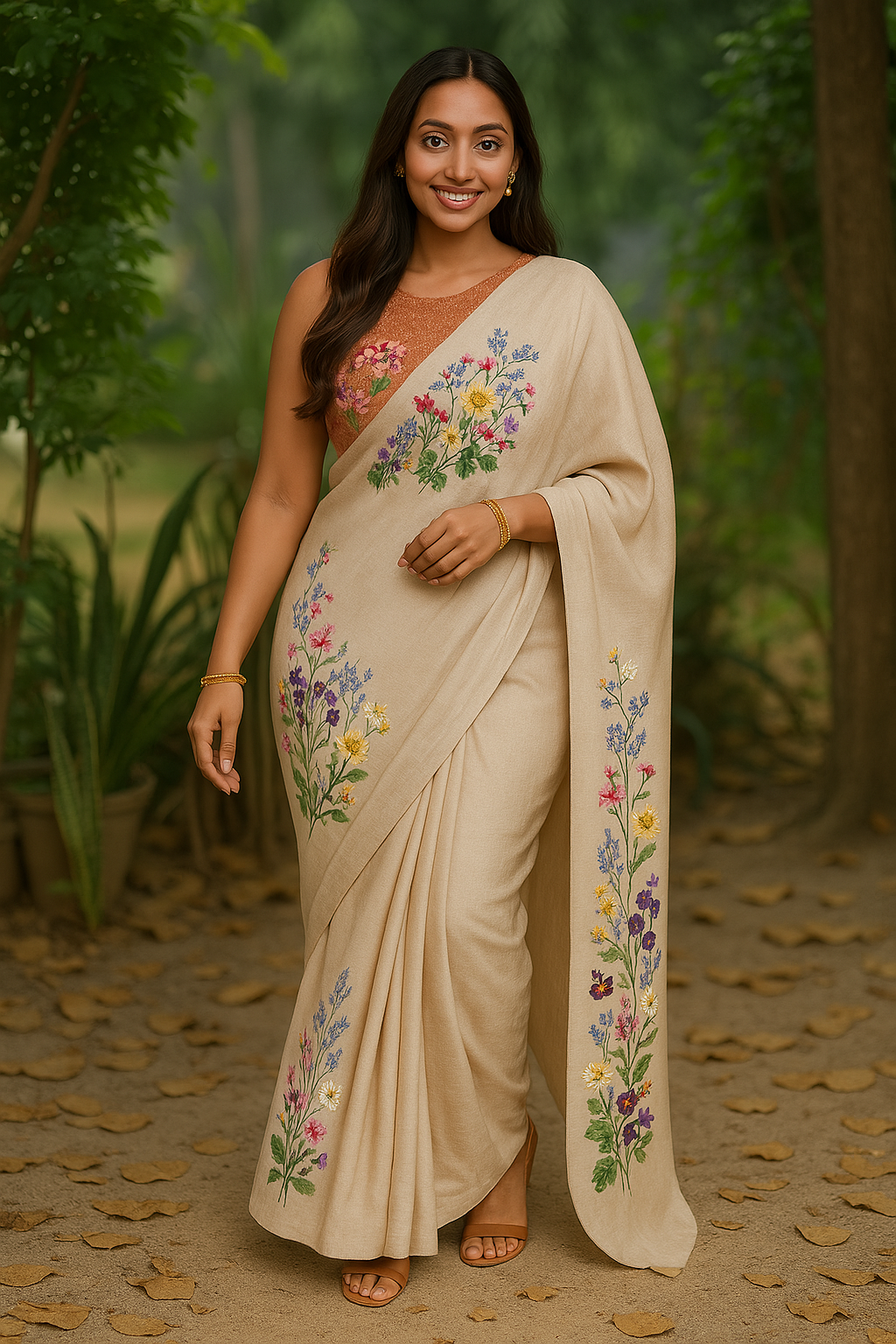 Handloom Katan Silk Saree With Beautiful Hand Embroidery Work Saree HKS06