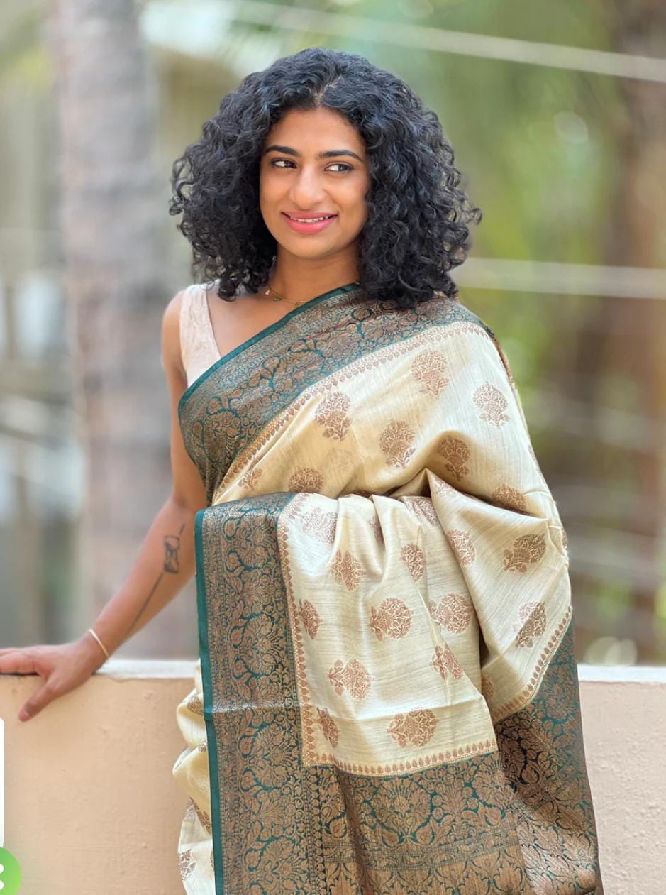 Pure Tussar Munga Banarasi Silk Saree TMS37