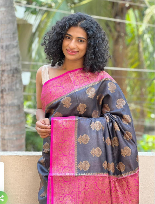 Pure Tussar Munga Banarasi Silk Saree TMS35