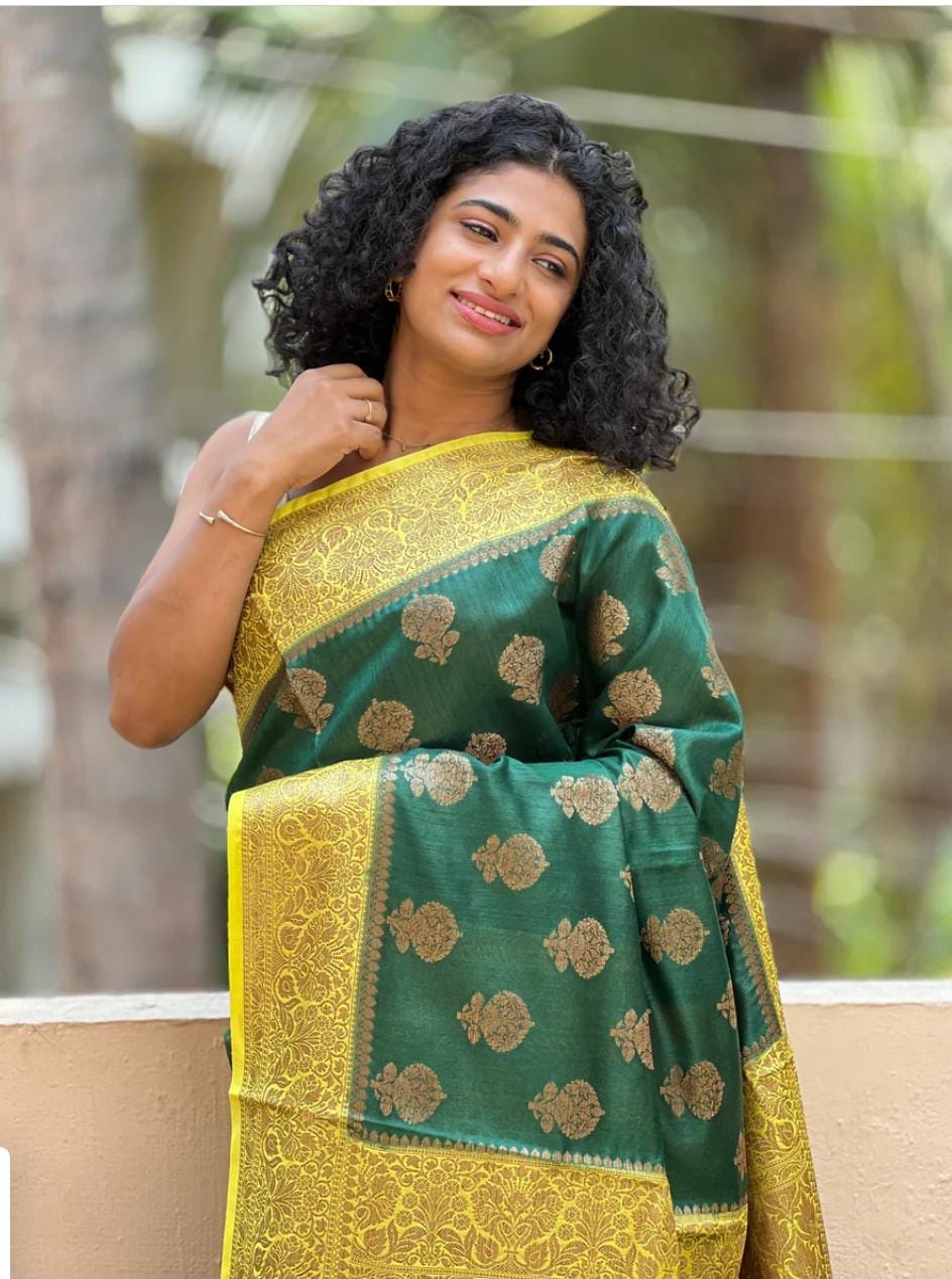 Pure Tussar Munga Banarasi Silk Saree TMS39