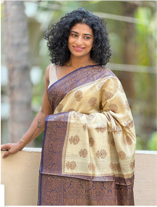 Pure Tussar Munga Banarasi Silk Saree TMS34