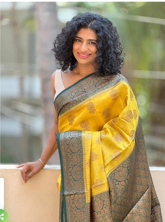 Pure Tussar Munga Banarasi Silk Saree TMS32